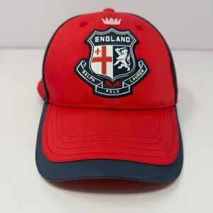 Polo Sport Ralph Lauren Men’s England Crest Baseball Hat Strapback Dad Cap Red